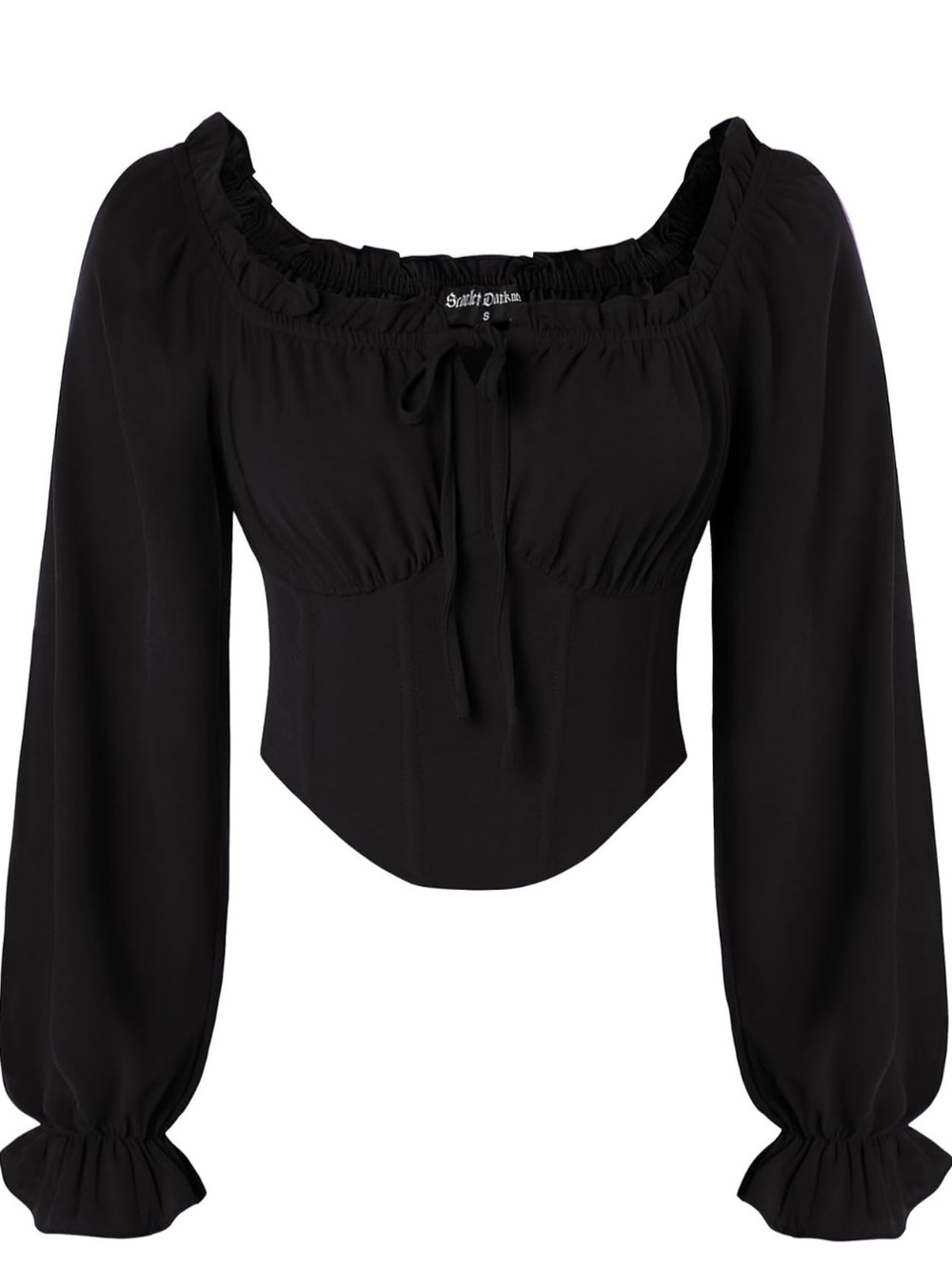 Scarlet Darkness Renaissance Black Puff-Sleeve Corset Blouse Size L